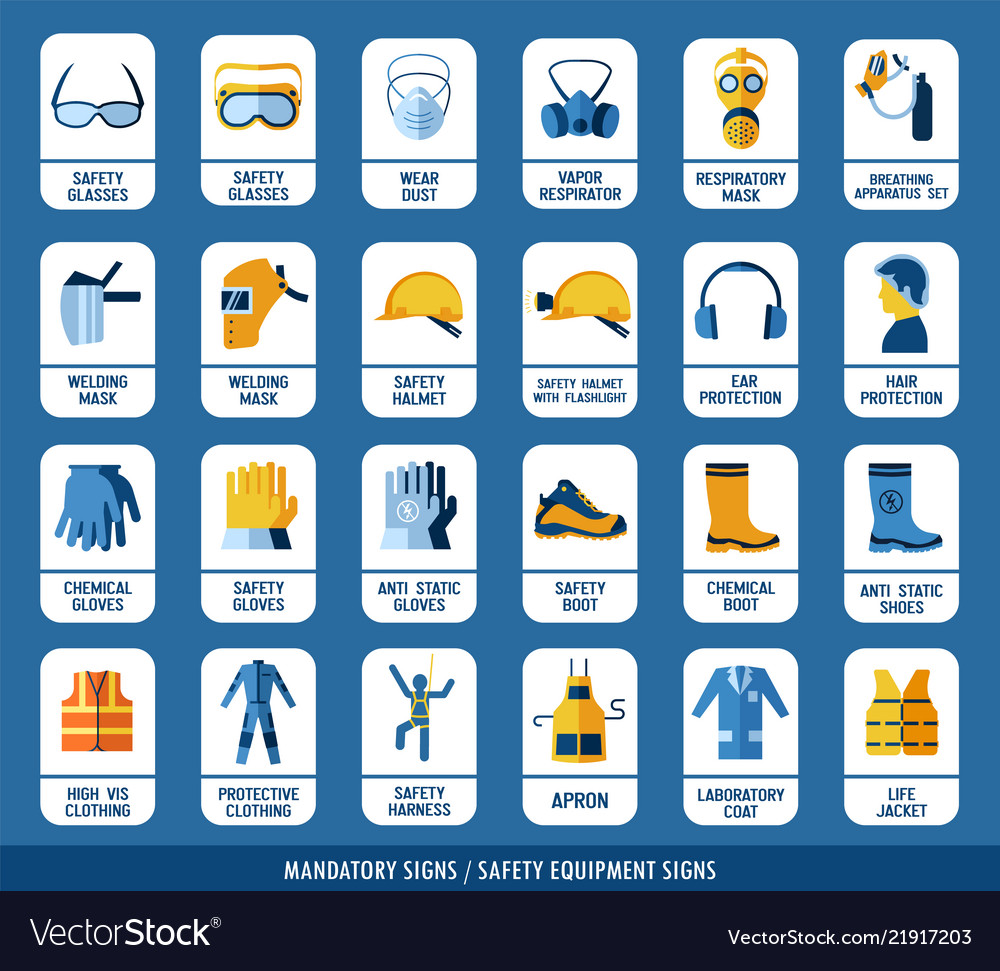 Collection safety equipment set safety and Vector Image