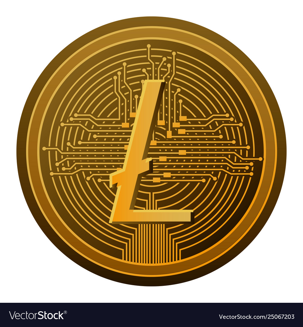 Cryptocurrency litecoin coin with circuit lines vector image Cryptocurrency litecoin coin with circuit lines