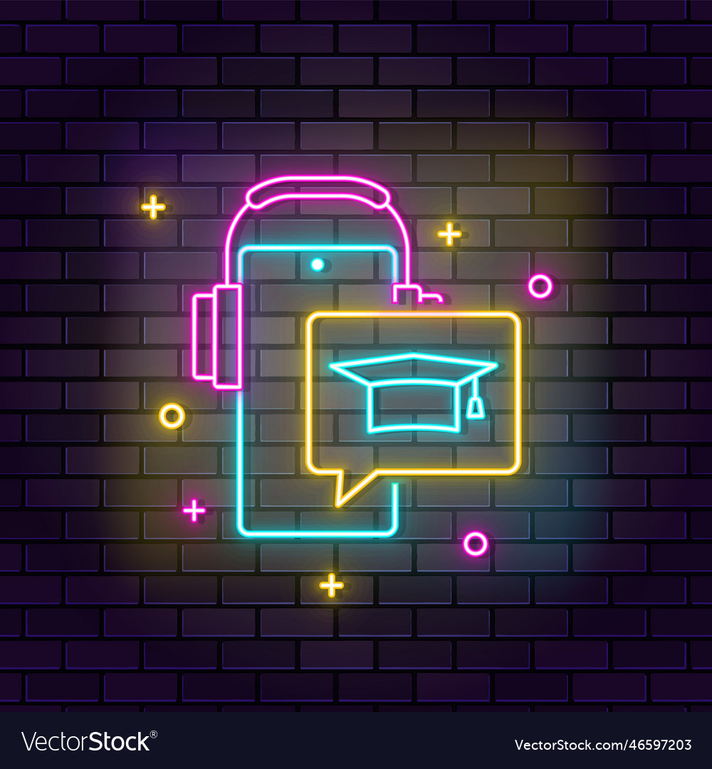 Education app neon icon