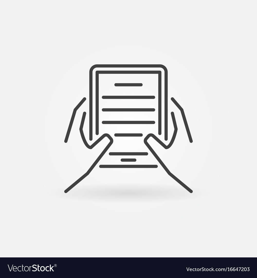 Hands holding ebook reader icon