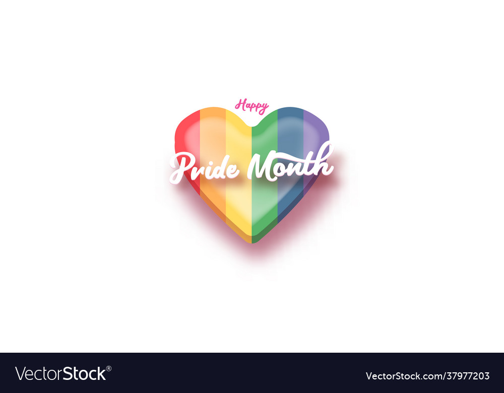 Happy pride month horizontal banner with heart