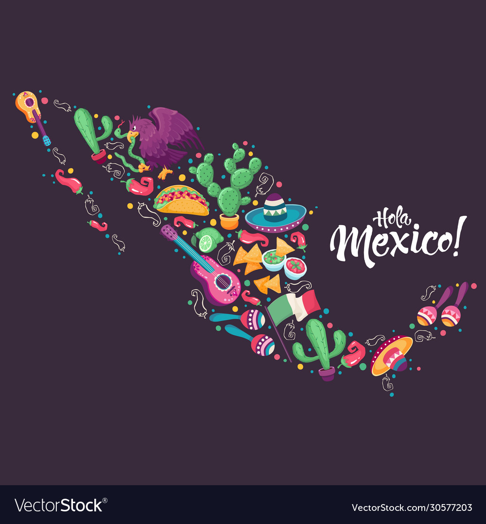 Hola mexico poster Royalty Free Vector Image - VectorStock