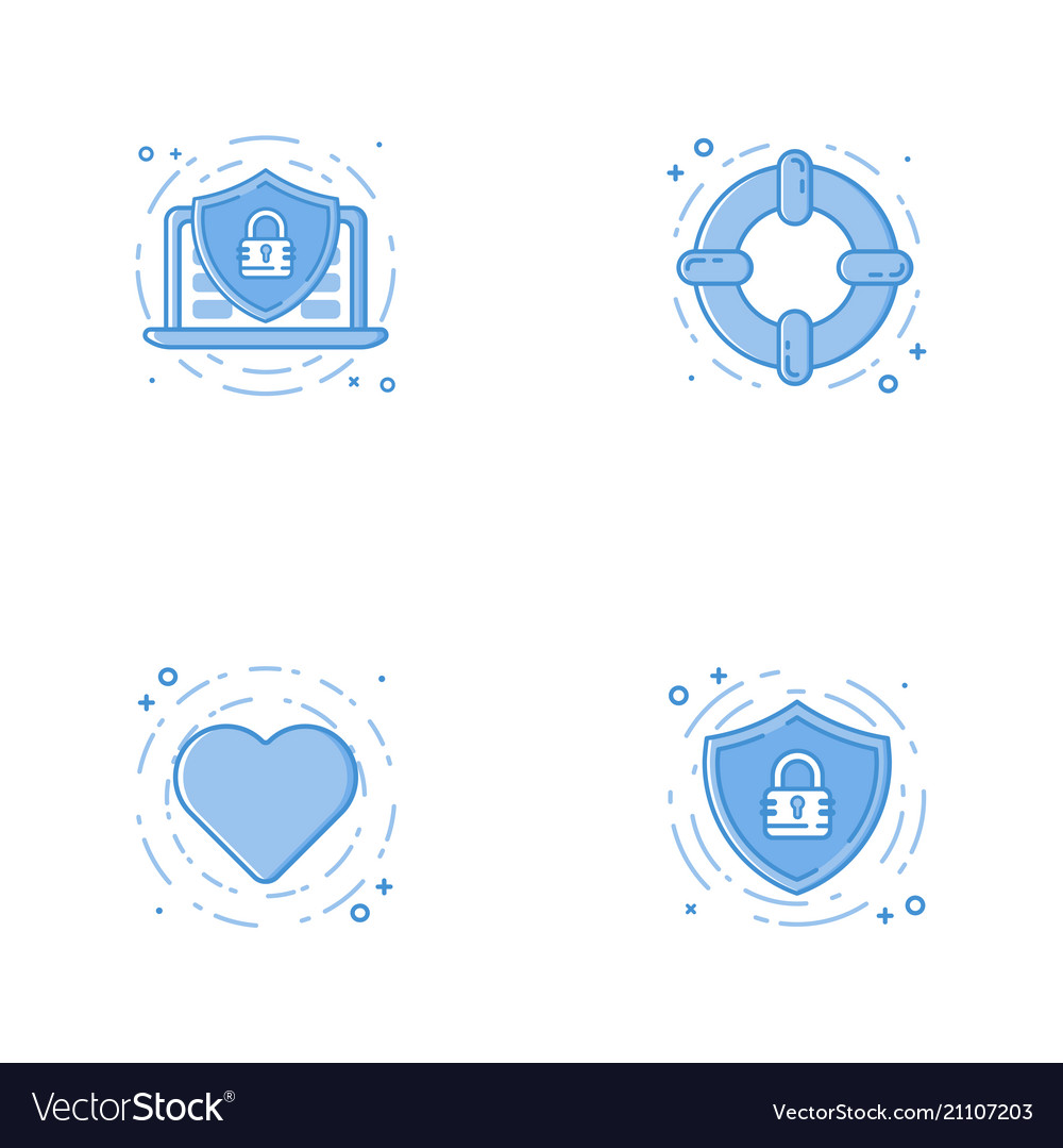 Icons with shield laptop help circle and heart