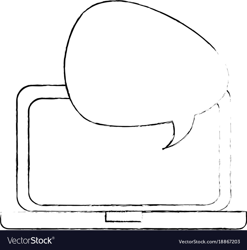 Laptop computer with speech bubble