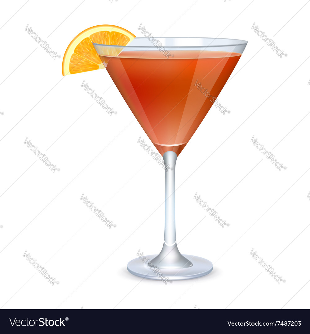 Martini glass with orange cocktail Royalty Free Vector Image