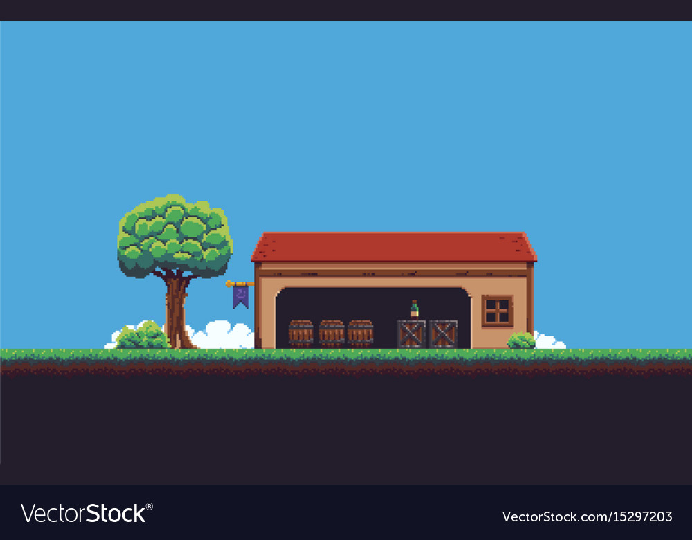 Pixel art scene Royalty Free Vector Image VectorStock