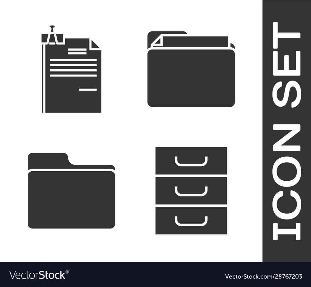 Set drawer with documents file document vector image Set drawer with documents file document