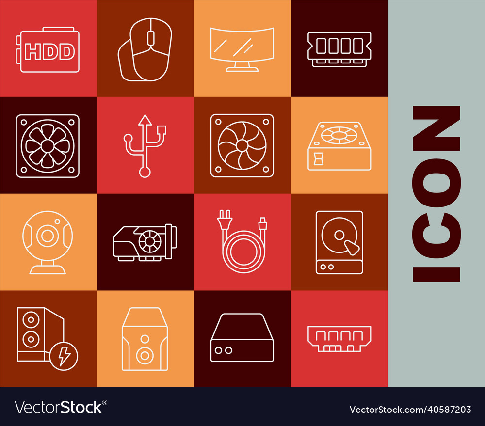Setzen Sie Zeilentreiber zufälligen Zugriff Speicher Festplatte vector image Setzen Sie Zeilentreiber zufälligen Zugriff Speicher Festplatte