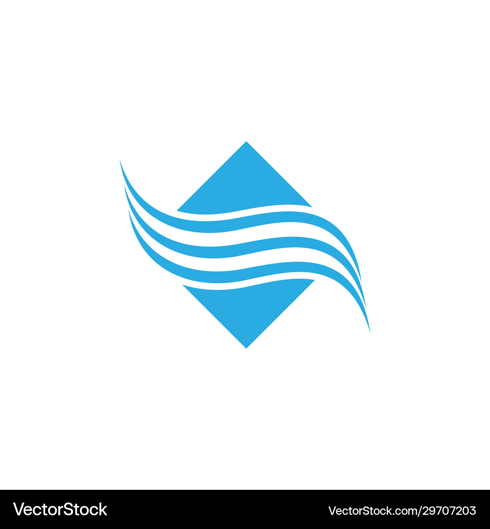 Square stripes blue wave curves design logo Vector Image