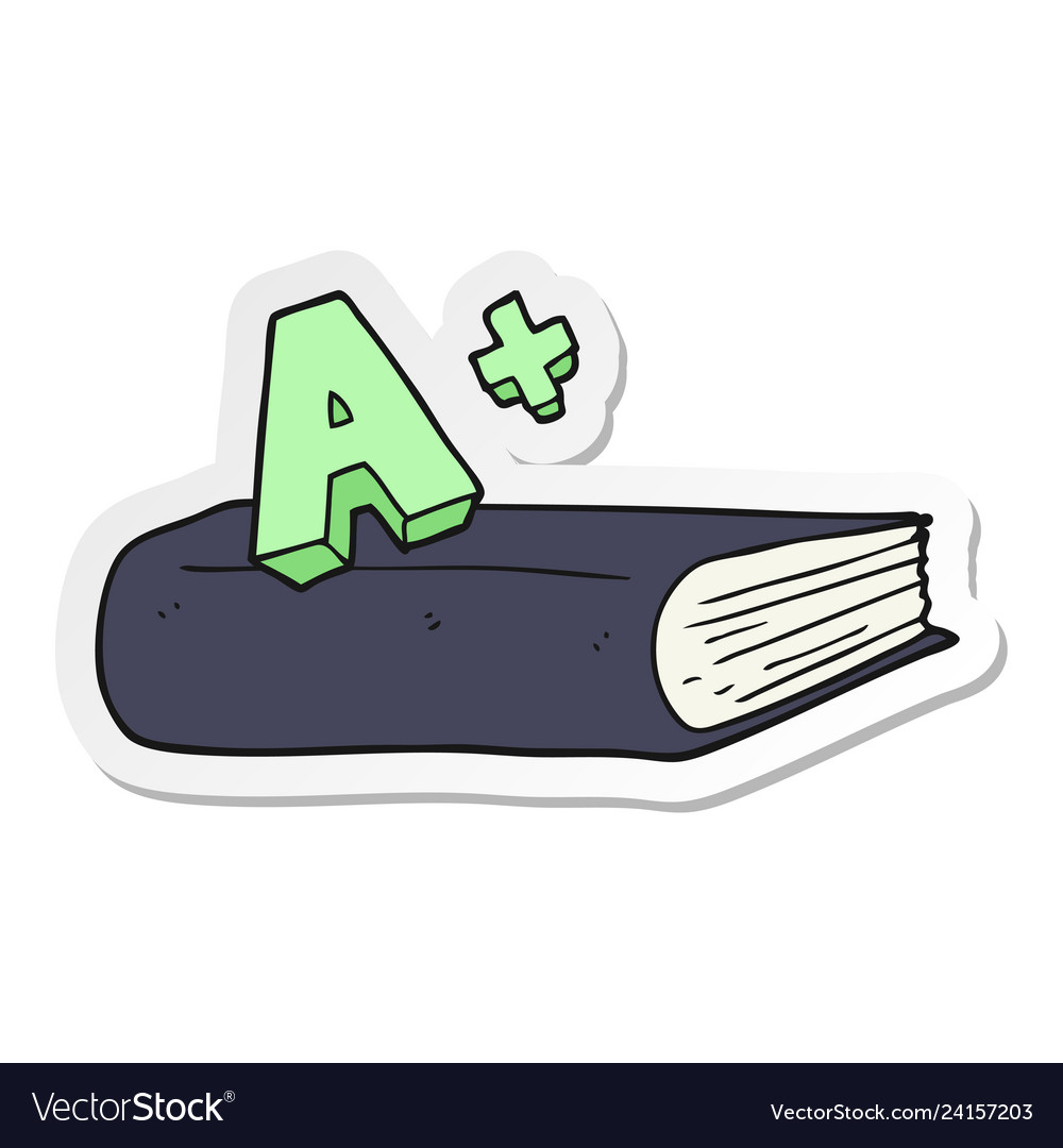 Sticker of a cartoon grade symbol and book Vector Image