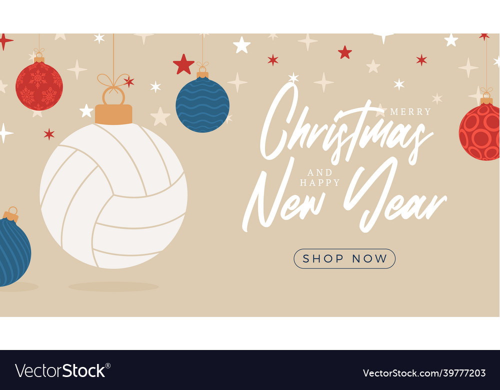 Volleyball christmas greeting card merry