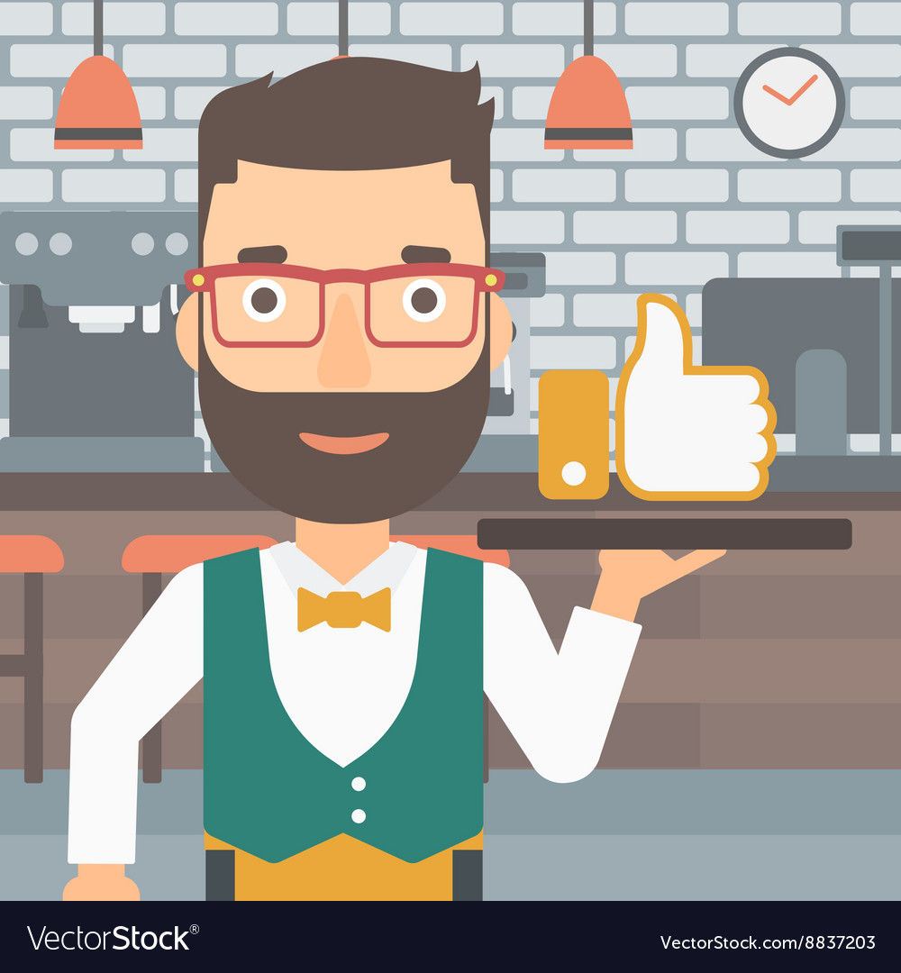 Waiter with like button