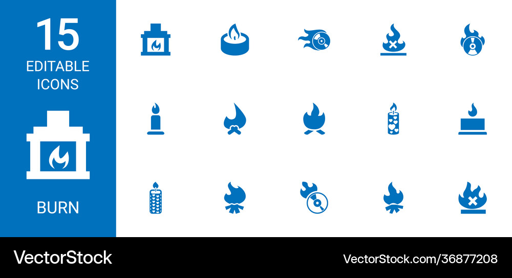 15 burn icons Royalty Free Vector Image - VectorStock