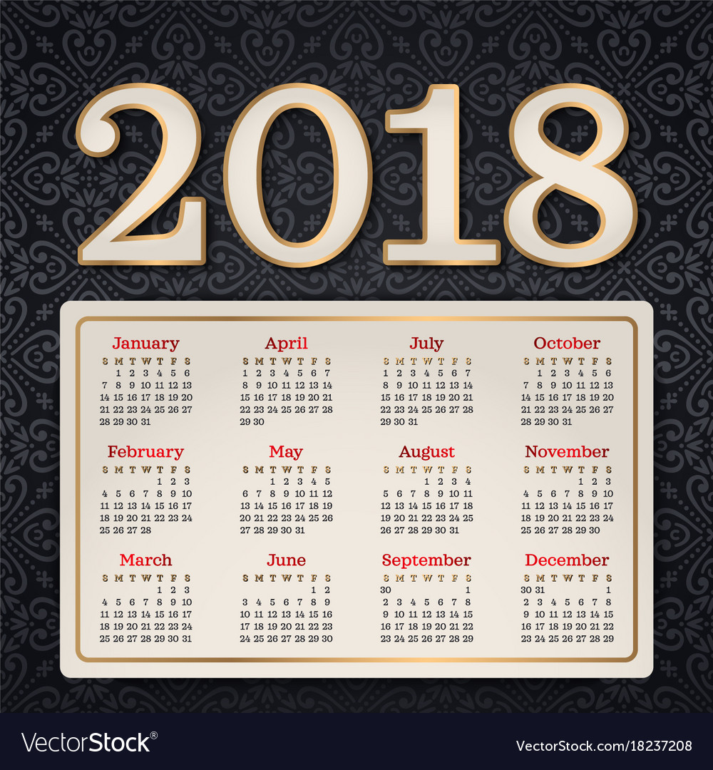 2018 calendar it can be used for web or print