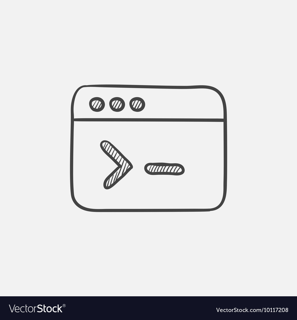 Browser window with command line sketch icon