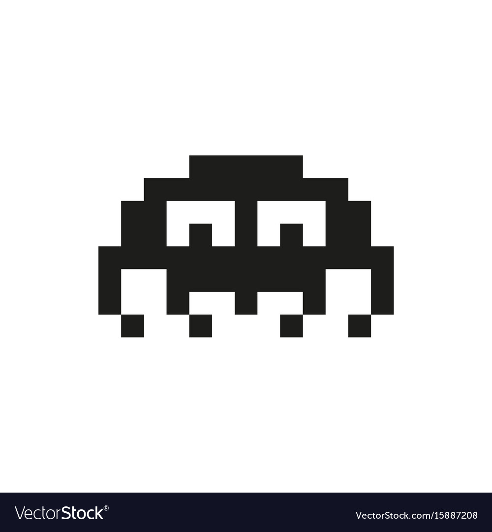 Cheerful and kind pixel monster monochrome