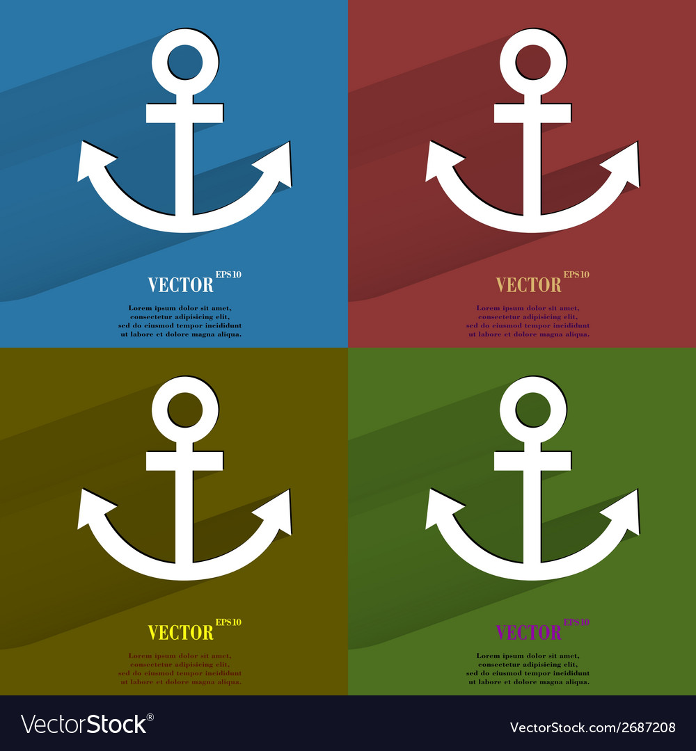Color set anchor flat modern web button with long