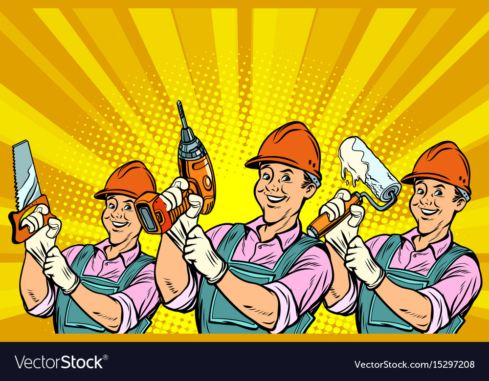 Construction worker with the repair tools