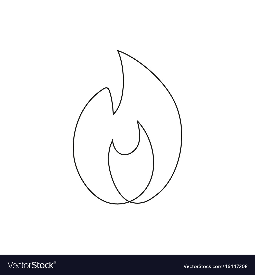 Fire continuous single art line drawing flame Vector Image