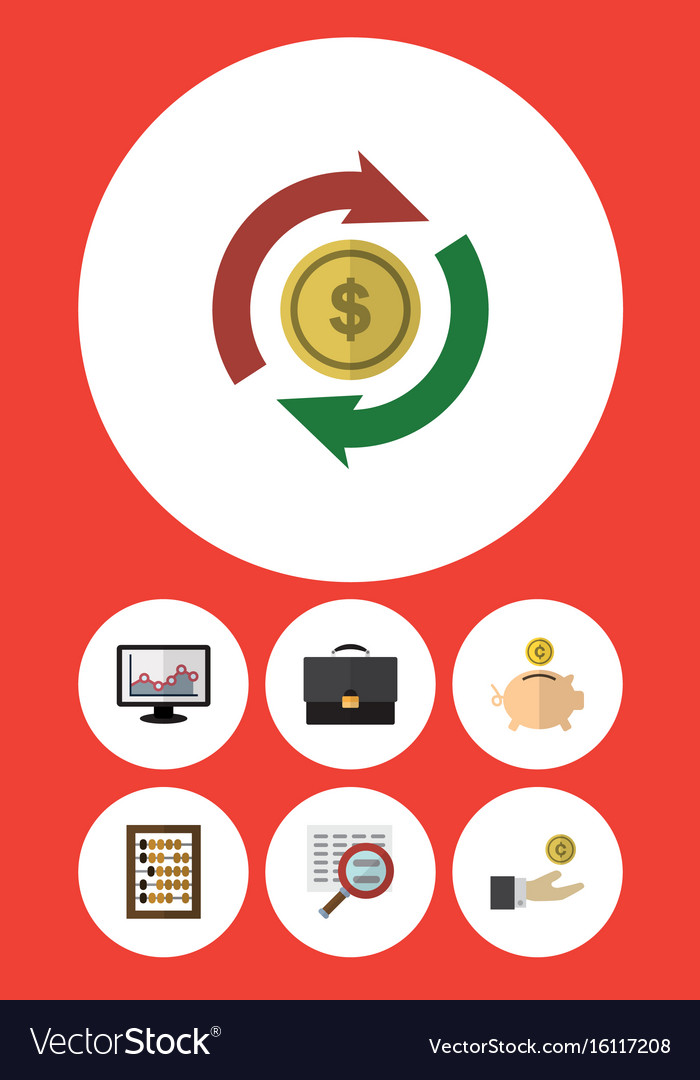 Flat icon incoming set of chart counter hand