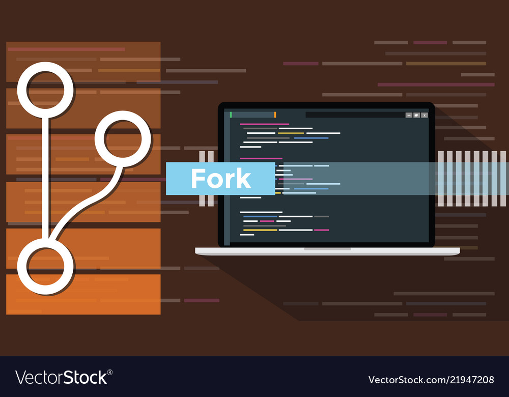 Fork git concept with the icon line style vector image Fork git concept with the icon line style
