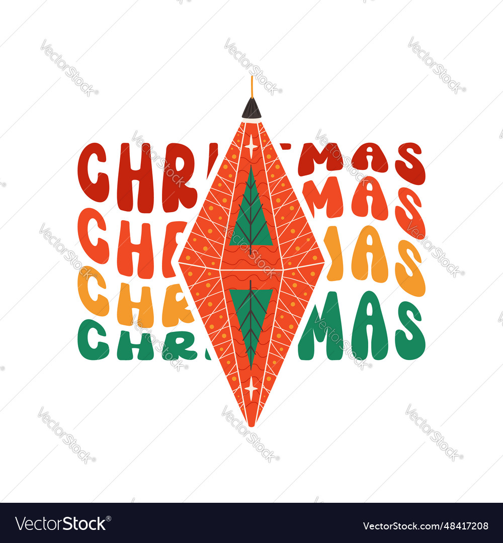 Groovy Christmas Sublimation Design With Tree Toy Vector Image