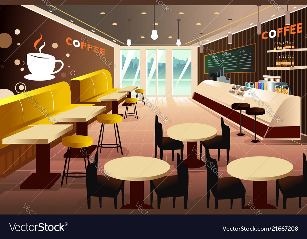 Download Interior of a modern coffee shop Royalty Free Vector Image