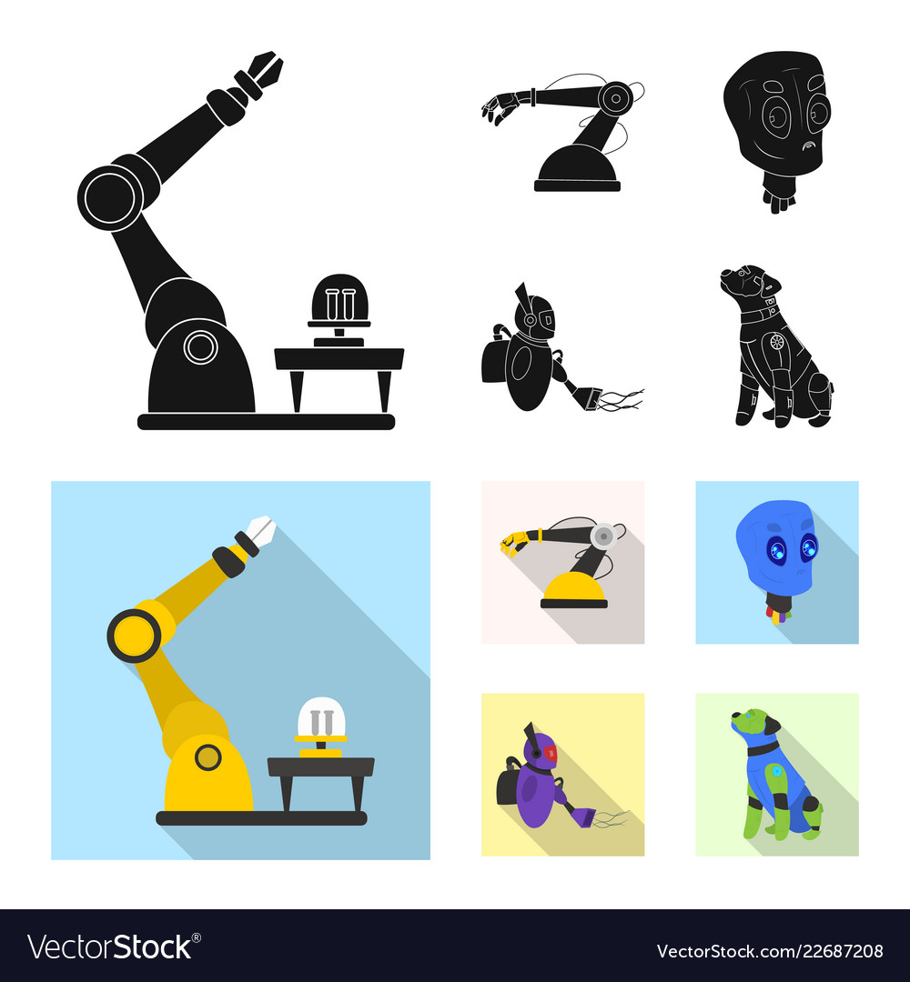 Isolated object of robot and factory icon vector image Isolated object of robot and factory icon