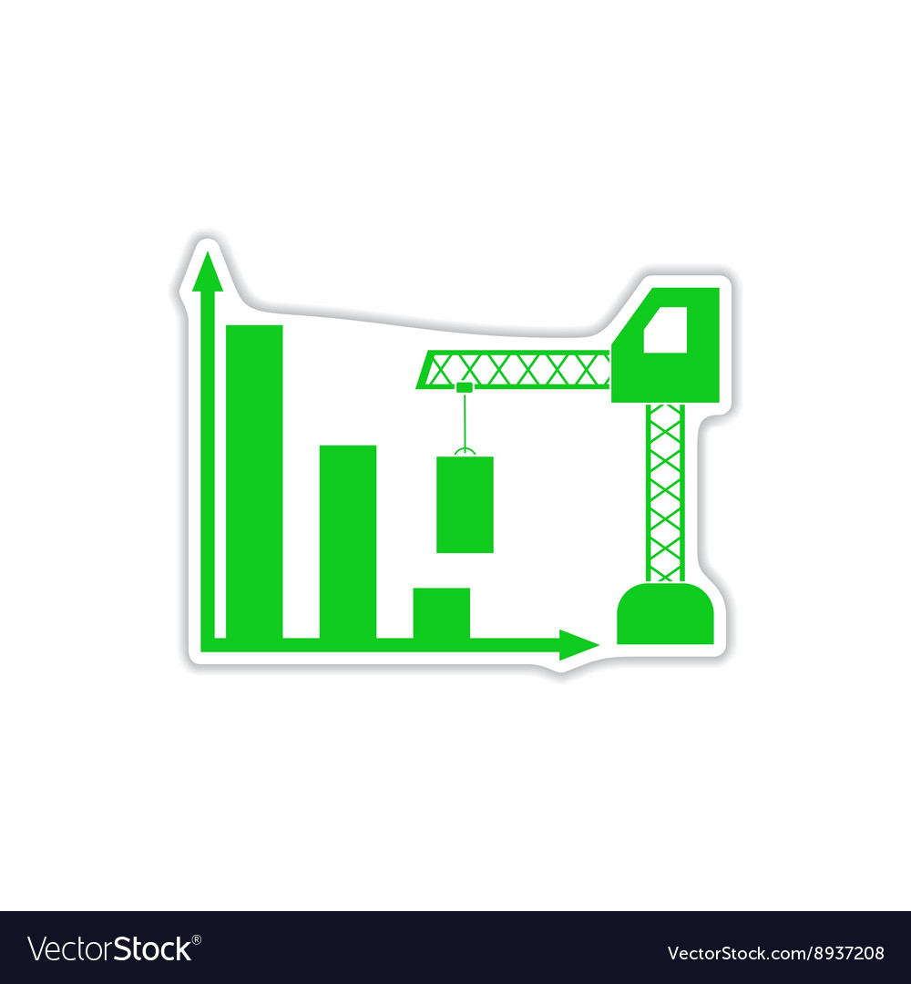 Paper sticker on white background economic graph