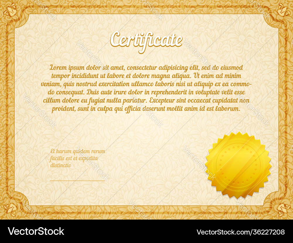 Retro frame certificate template Royalty Free Vector Image