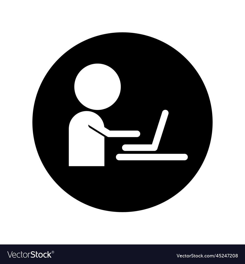 Round computer work icon or working