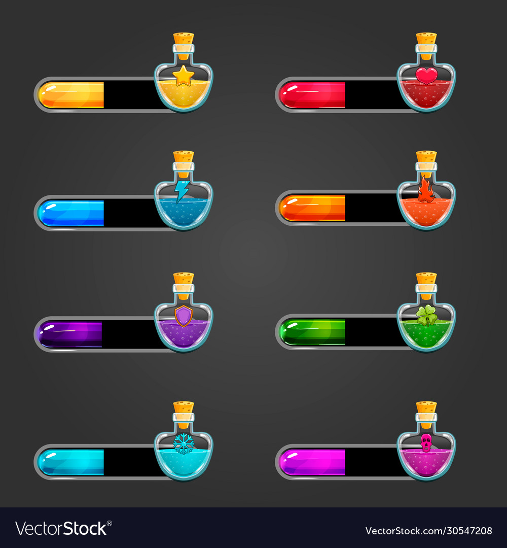 Set bar downloader with elixir bottles vector image Set bar downloader with elixir bottles
