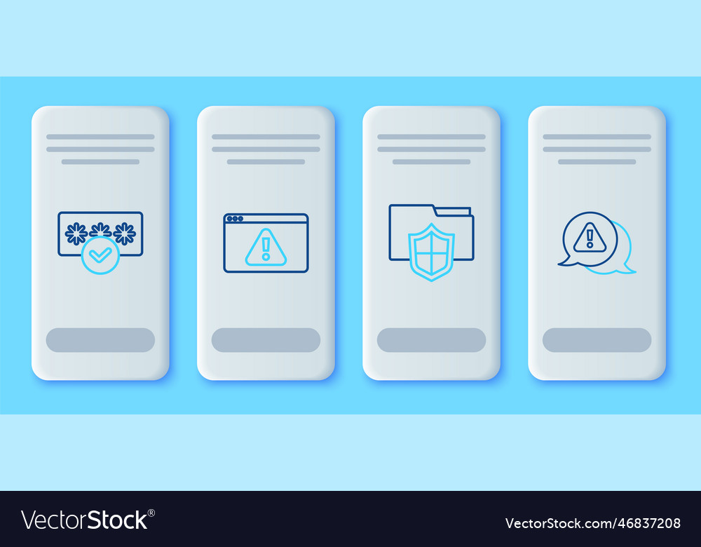 Set line browser with exclamation mark document vector image Set line browser with exclamation mark document