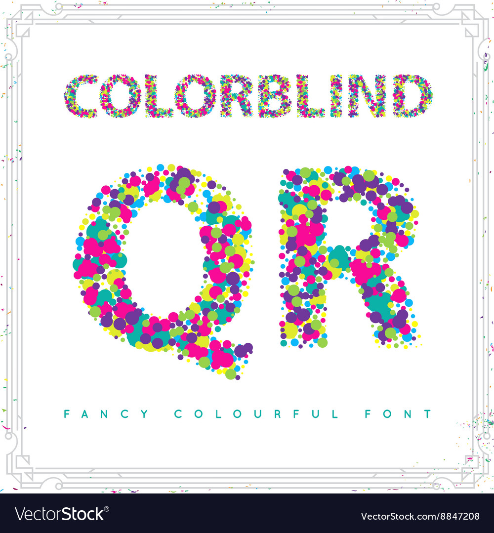 Set of colorblind style font in fresh trendy