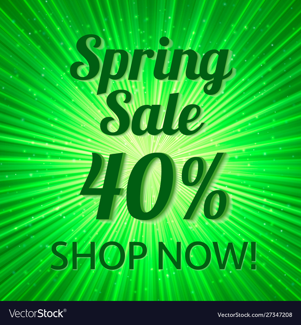 Spring sale banner 40 discount sign on a bright