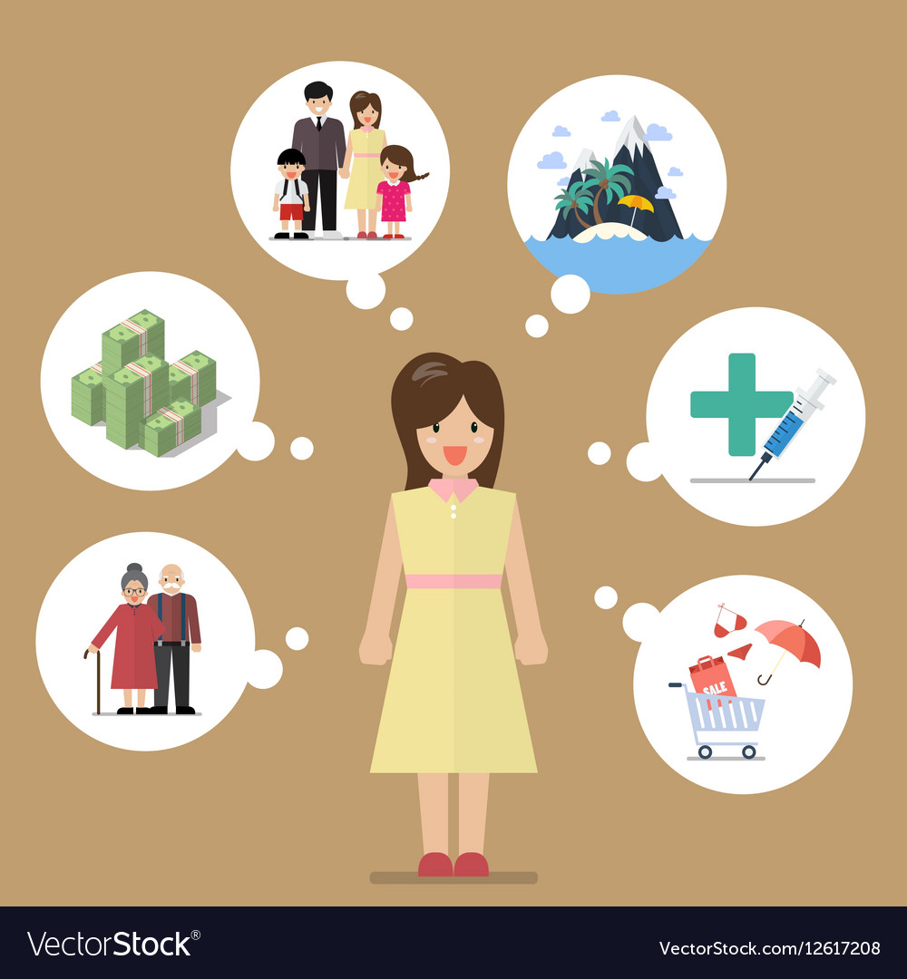 Young woman dreaming a good life Royalty Free Vector Image Young woman dreaming a good life Royalty Free Vector Image