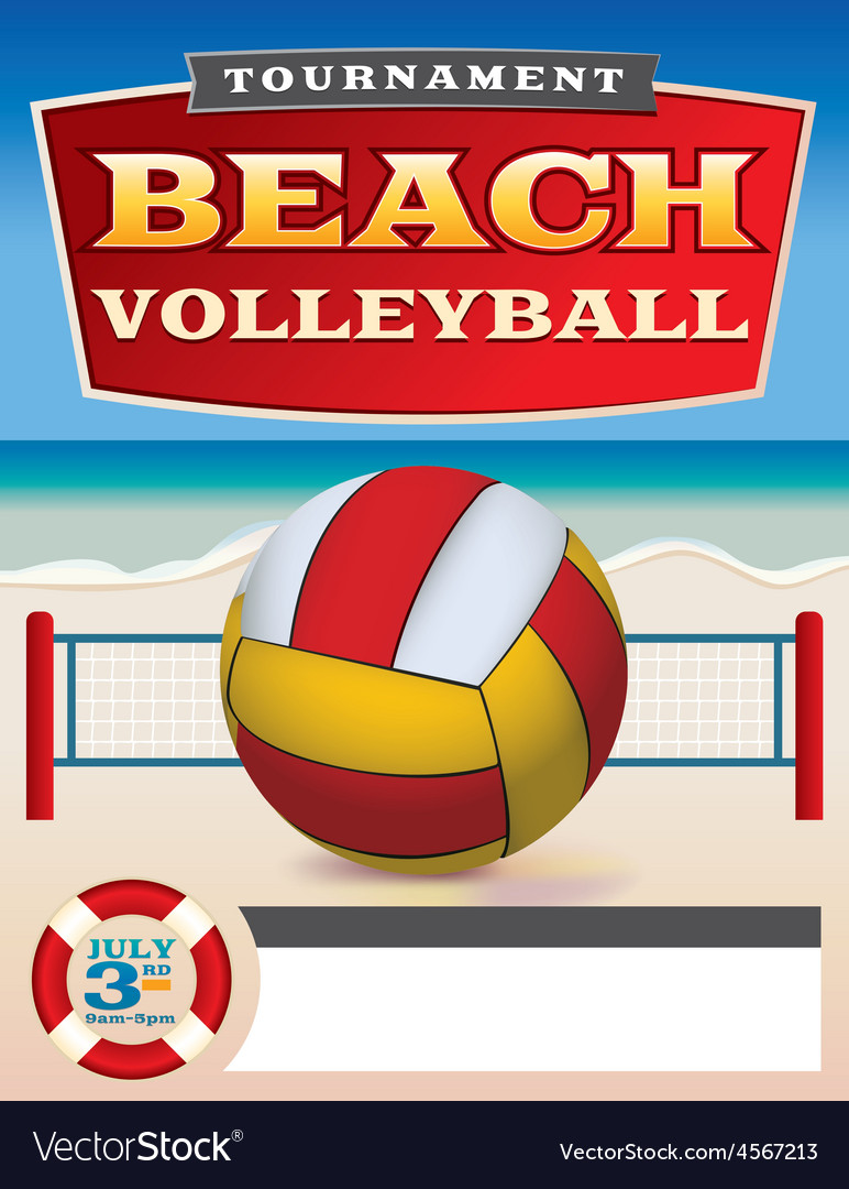 Beach Volleyball Tournament Flyer Royalty Free Vector Image
