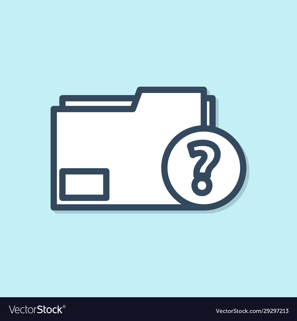 Blue line unknown document folder icon isolated vector image Blue line unknown document folder icon isolated