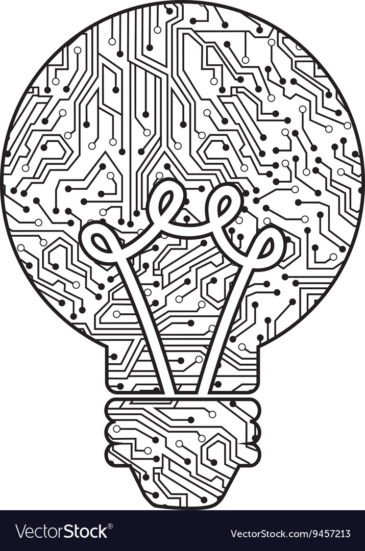 Bulb with circuit isolated icon design