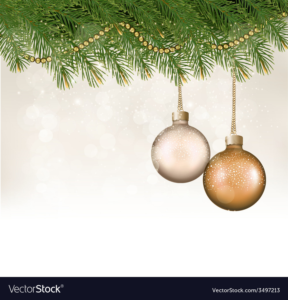 Christmas background with balls and branches Vector Image