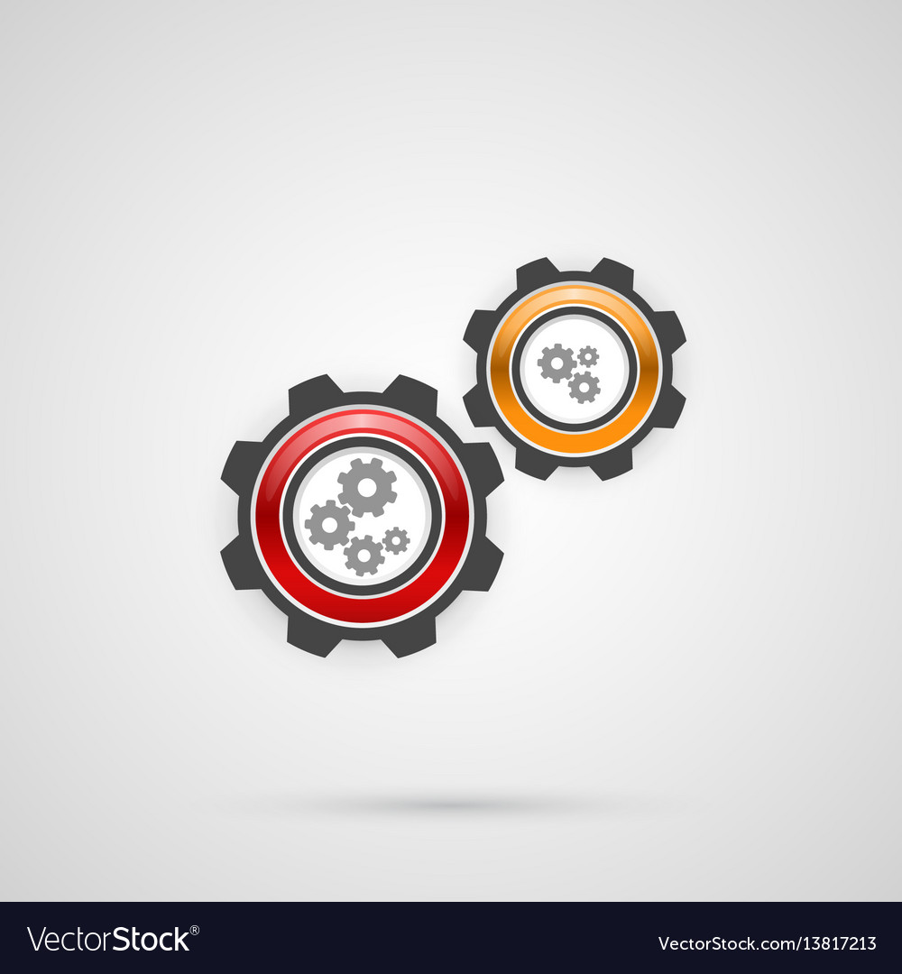 Colored gears in connection mechanism Royalty Free Vector