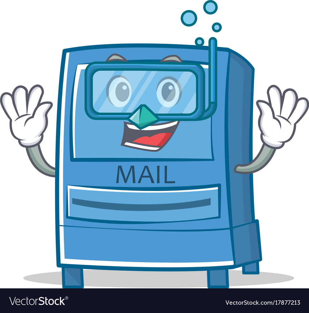 Diving mailbox character cartoon style