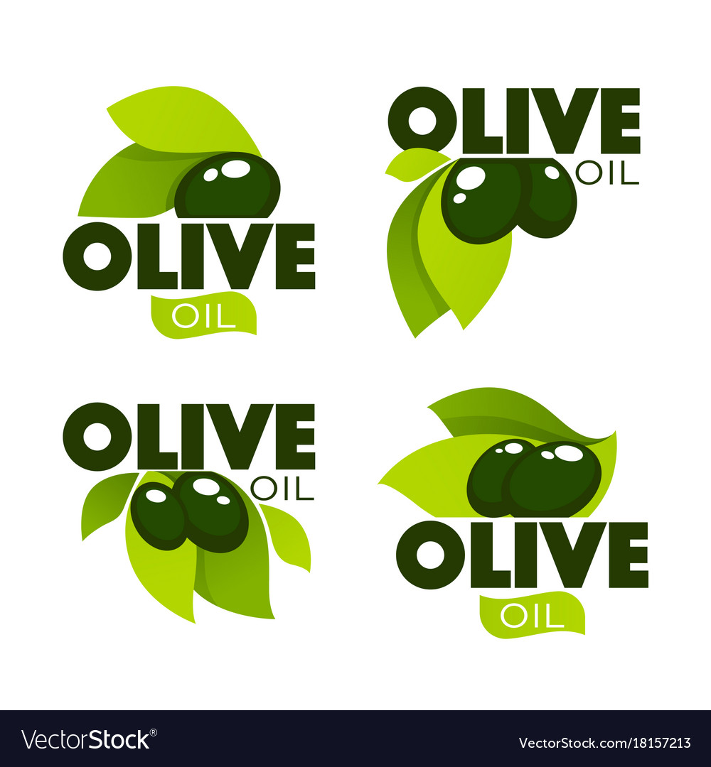 Green olive leaves lettering compositions and oil