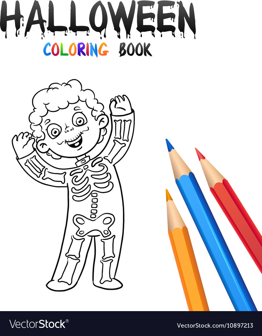 Halloween coloring book cute baby cartoon