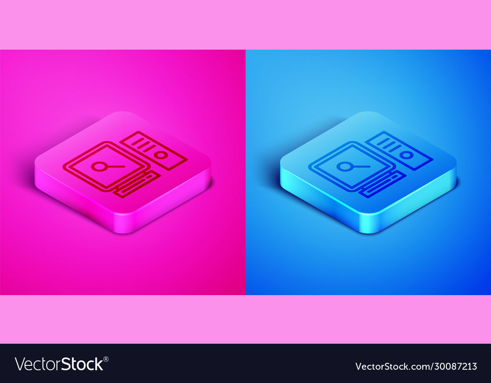 Isometric line search on computer screen icon vector image Isometric line search on computer screen icon
