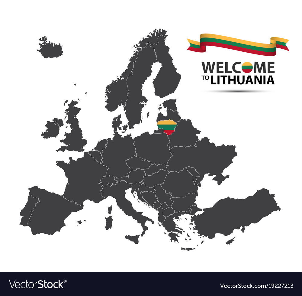 Lithuania Map with Lithuanian Flag