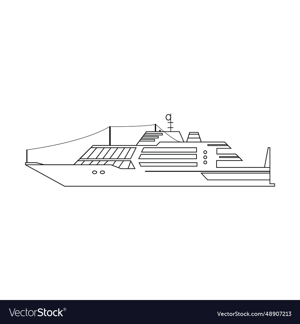 Luxury yacht ship line Royalty Free Vector Image