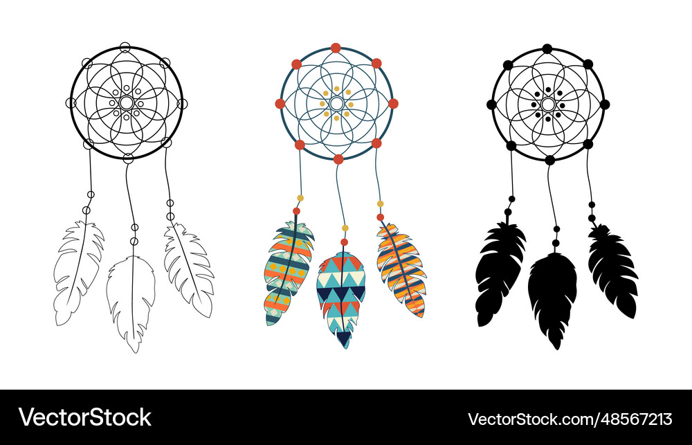 Native american indian dream catchers set Vector Image