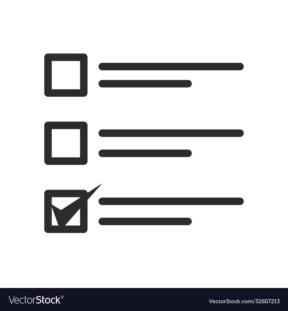 Options list with check mark line style icon