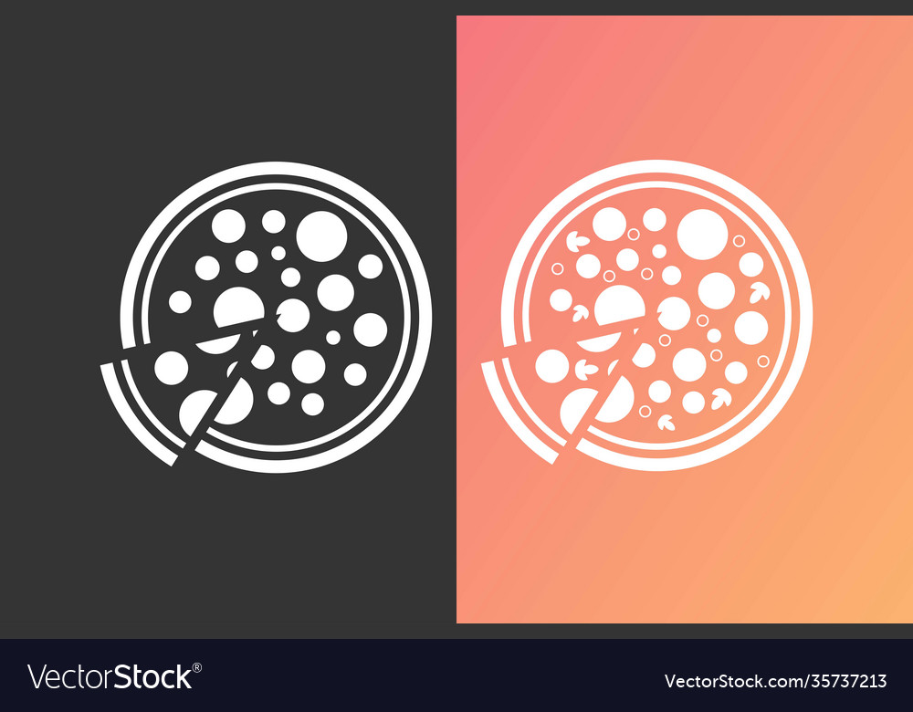 Pizza simple icon set flat style element vector image Pizza simple icon set flat style element
